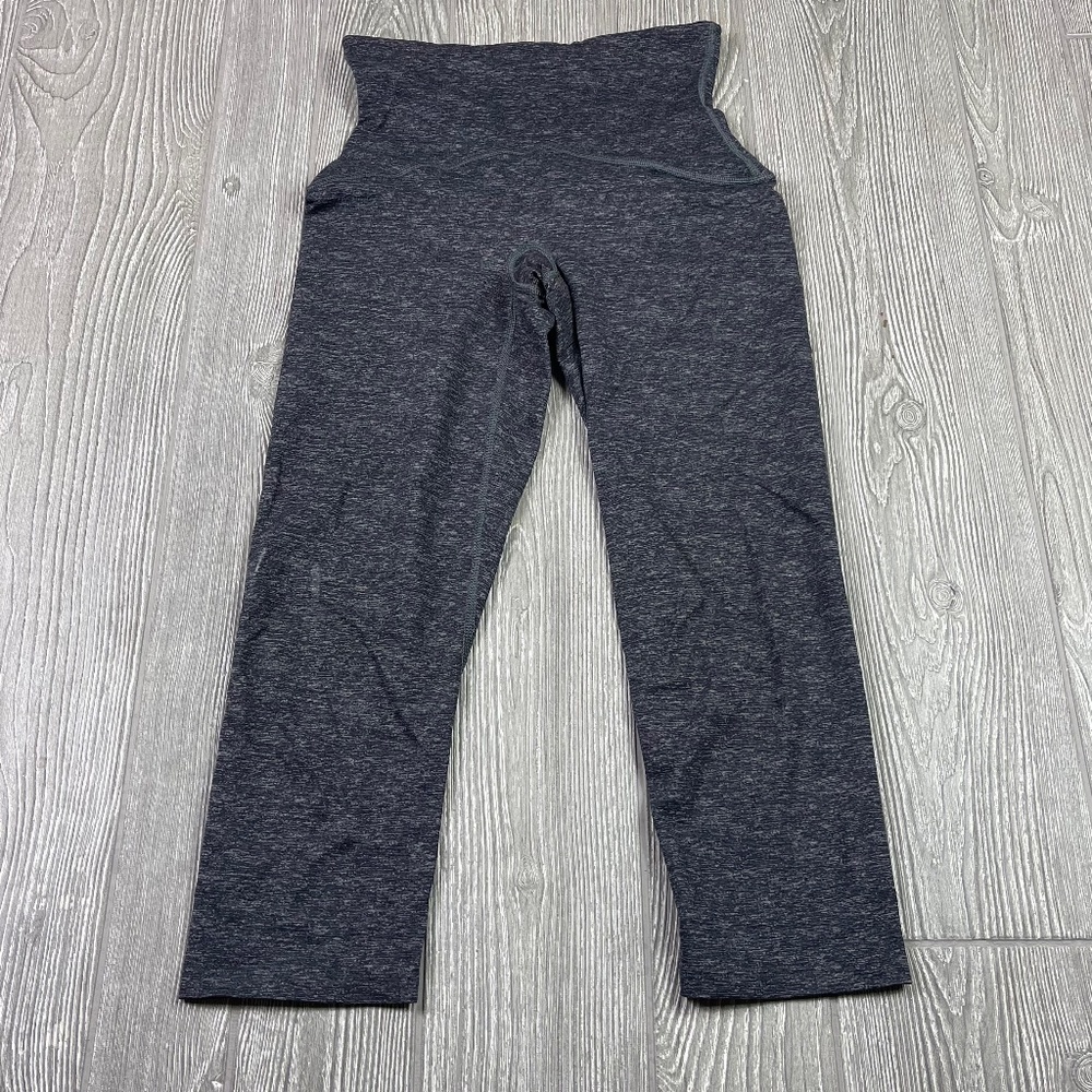 SPANX High Rise Athletic Leggings Women's size S Gray & Black Heather Cropped